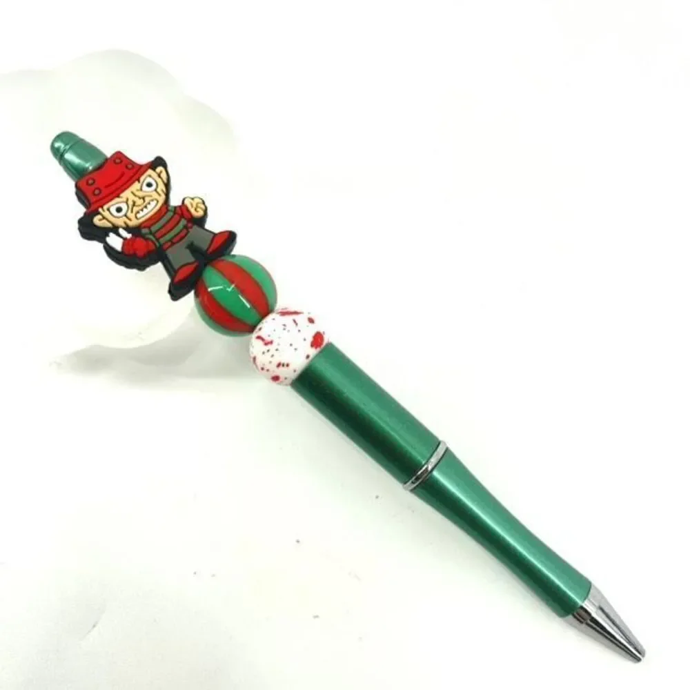 Freddie Freddy handmade pen NEW beads red white green striped stripes bloody eye